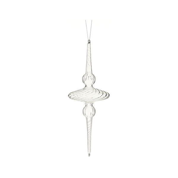 15” Elongated Clear Glass Christmas Ornament