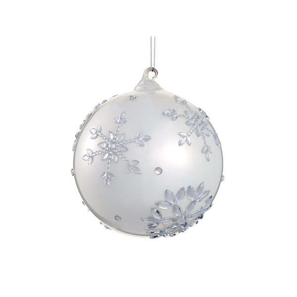 Boule de verre givrée avec flocons et strass