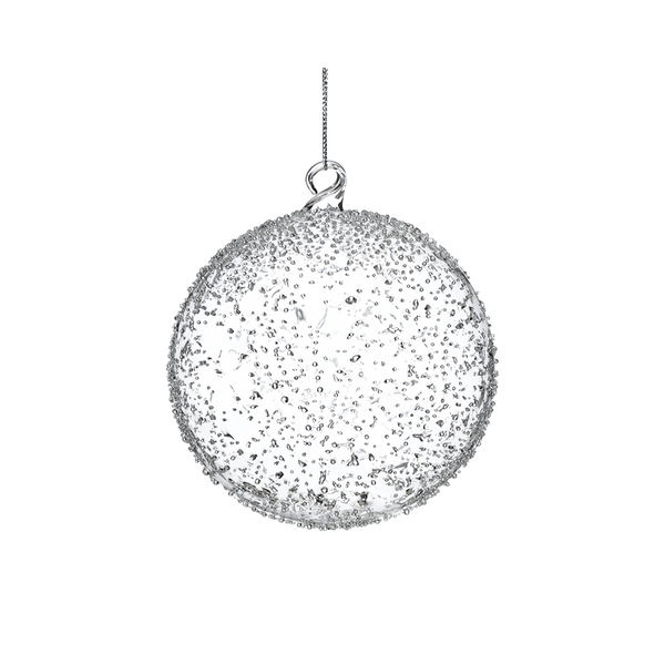 Boule de verre givrée blanche scintillante