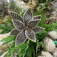 Cream Brown Dot Poinsettia Stem 19"