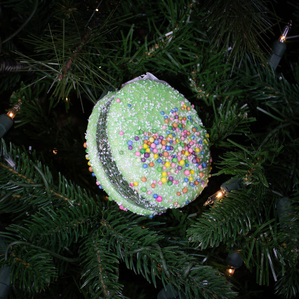 Ornement macaron chocolat vert 3,5''