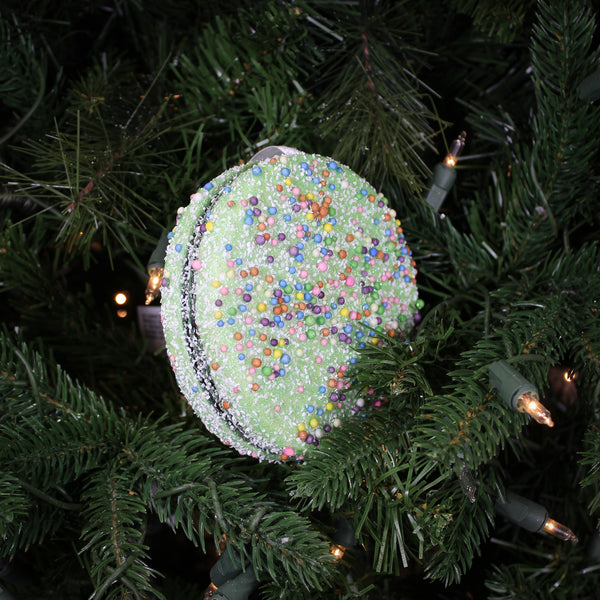 Ornement macaron chocolat vert 4,5''