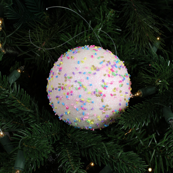 Boule décor bonbon rose clair 3,9''