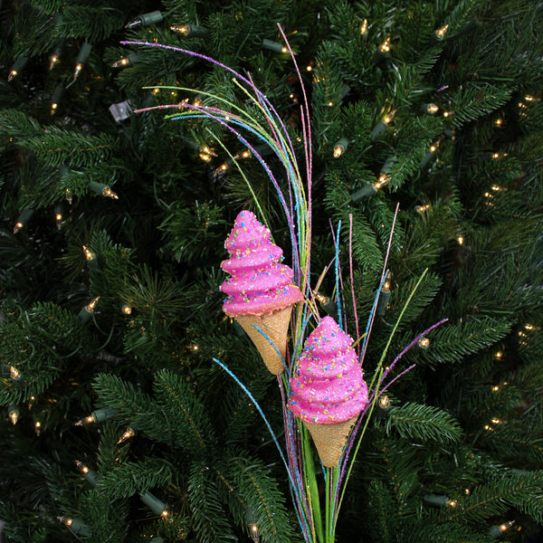 Tige de cornets crème glacée roses 30,5''