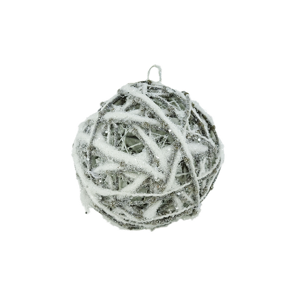 Boule vigne et coton givrée argent