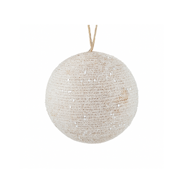 Boule jute naturelle givrée