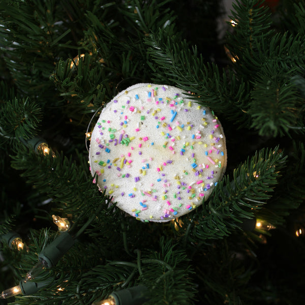 Ornement macaron bonbon blanc 3,5''