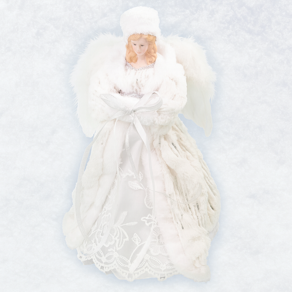 Cime ange fausse fourrure blanche 16''