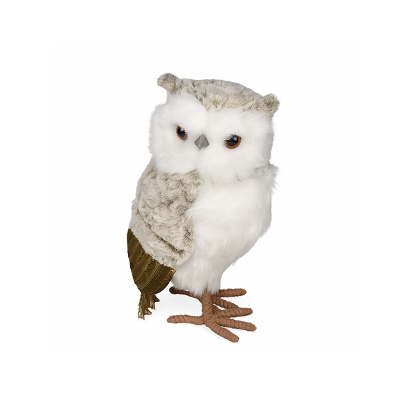 Hibou naturel et blanc 13,75" x 8,25"