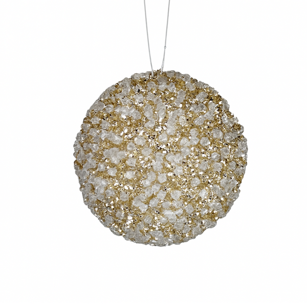 Boule perles champagne et blanc 5"
