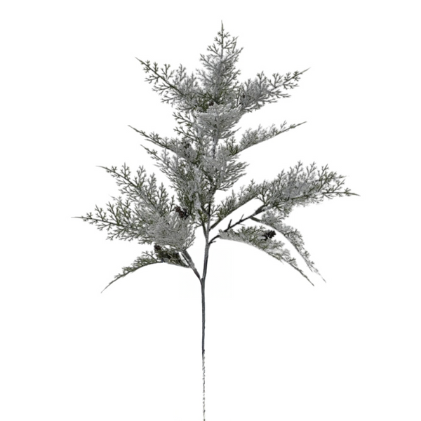 Tige de cèdre enneigée blanche et verte 26"