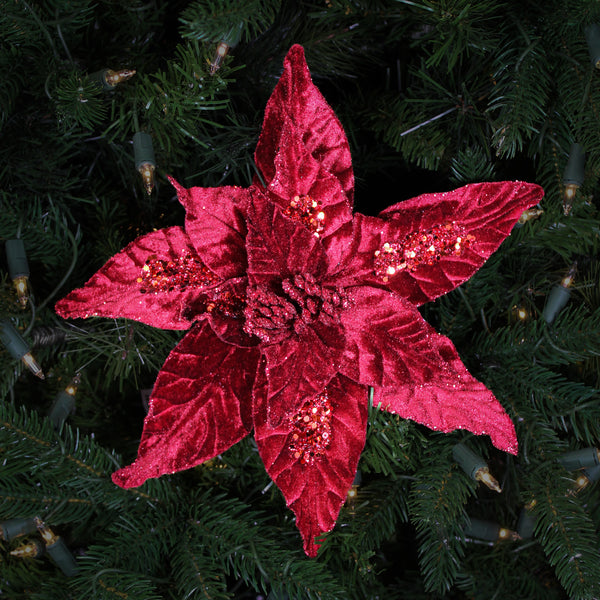 Burgundy poinsettia stem 22