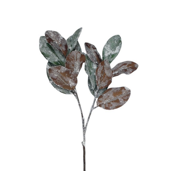 Branche de magnolia enneigée vert blanc 40"