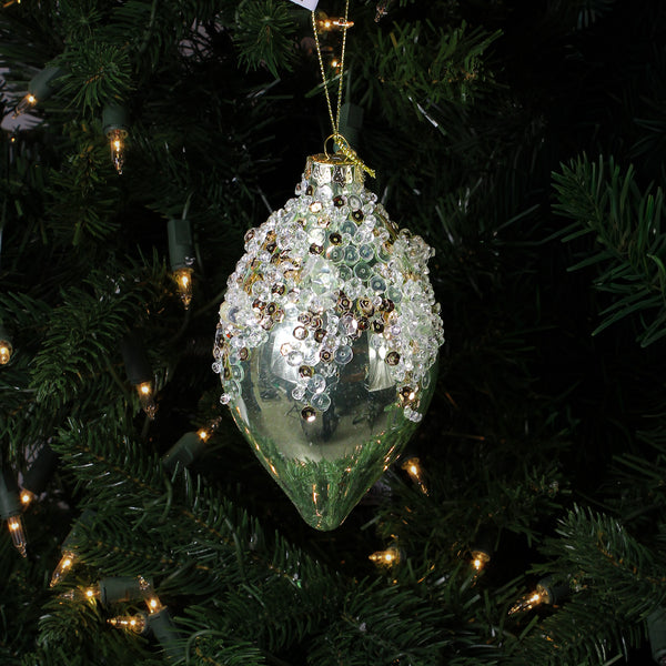 Boule en verre avec bijou assortie menthe 4"