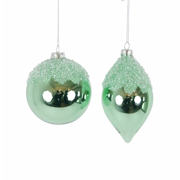 Boule ornementale pendante en verre avec bijou assortie turquoise 4"