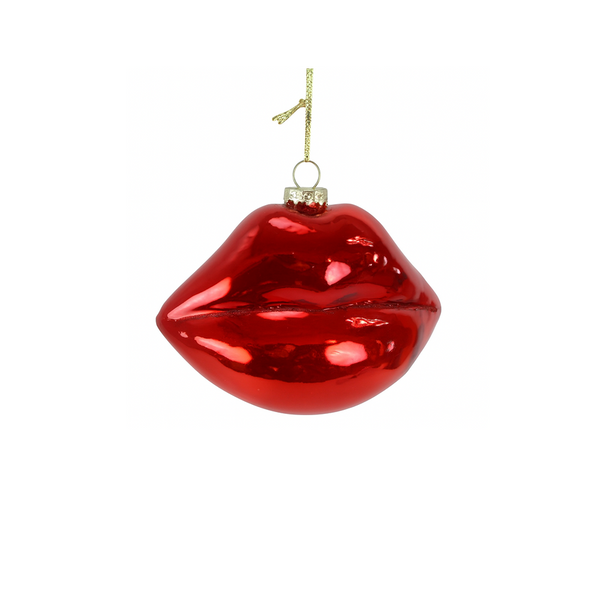 4" Red Lip Glass Ornament