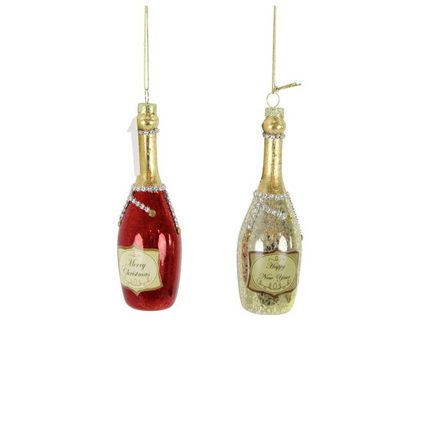 Assorted Red Gold Silver Champagne Coupe Glass Ornament 5.5"
