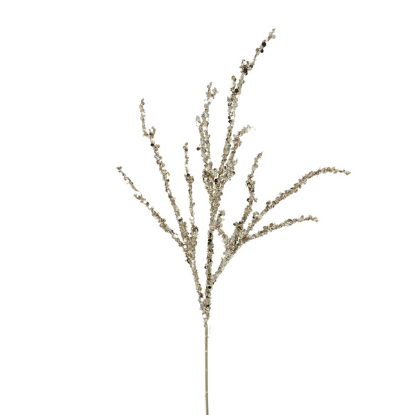 Tige brindille pailletée laser champagne 40"