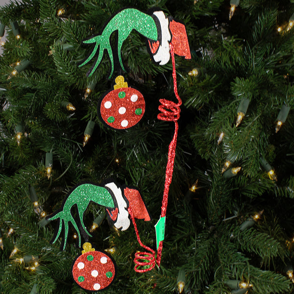 Tige ornementale main d’elfe verte rouge blanc vert 25