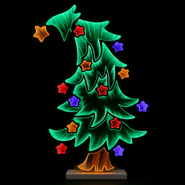 Arbre de Noël Infini avec base verte et lumières multicolores 23,5"