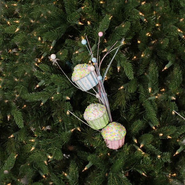 Tige cupcake rose menthe bleu 30