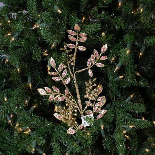 Champagne Pink Jewel Leaf Berry Stem 29