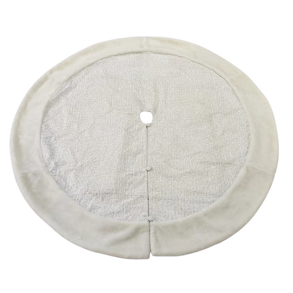 Jupe de sapin en fourrure à sequins blanc 64"