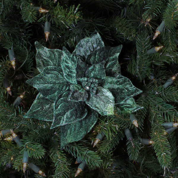 Tige de poinsettia en velours vert 20