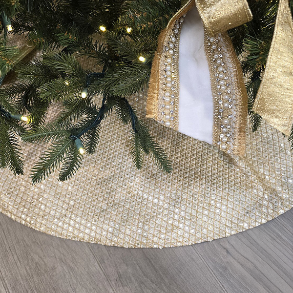 Jupe de sapin bourges or et sequins 72"