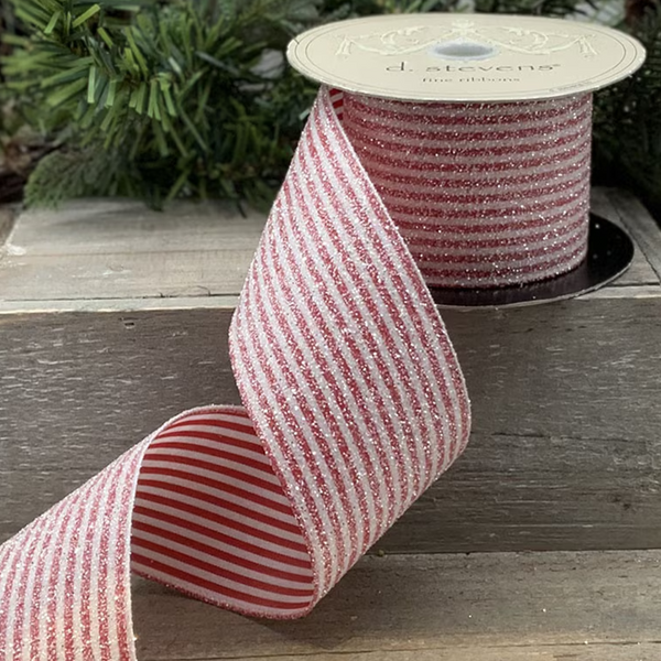 Ruban à rayures rose et blanc – 6cm x 9m