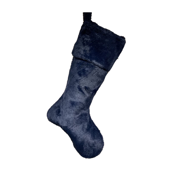Bas de Noël en fausse fourrure bleu marin