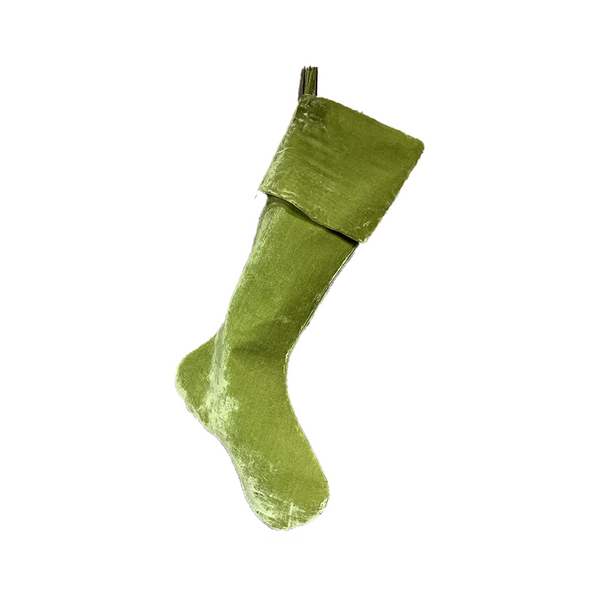 Bas de Noël en velours vintage vert pomme