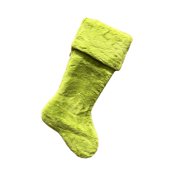 Bas de Noël en fausse fourrure vert pomme