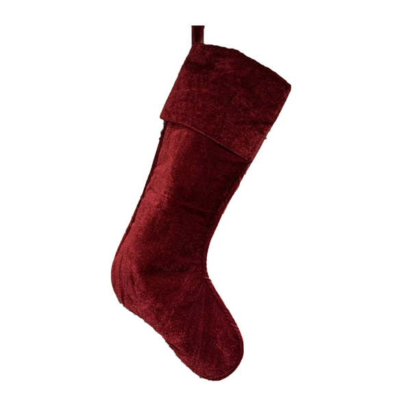 Bas de Noël en velours bourgogne