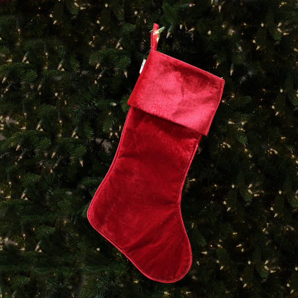 Bas de Noël en velours bourgogne