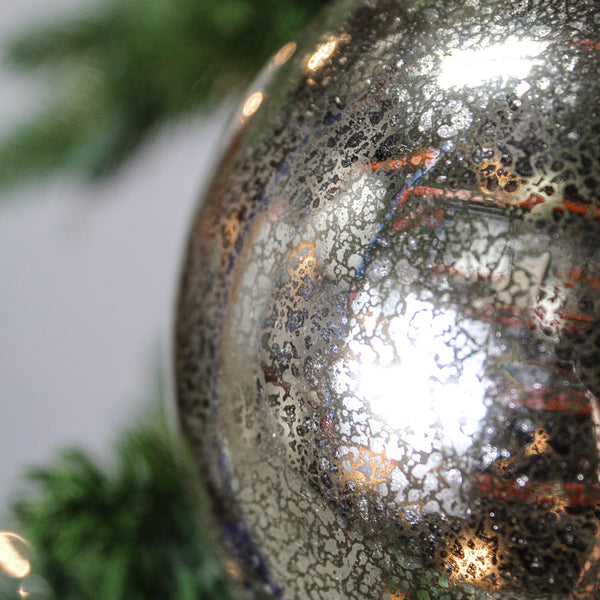 Boule en verre mercure argent vintage 4,5"