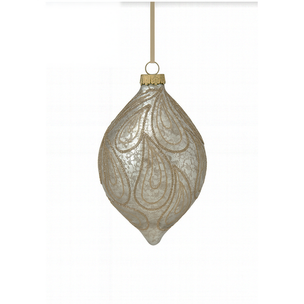 Mercury Glass Ball Swirl Finial Silver Patina 4.5