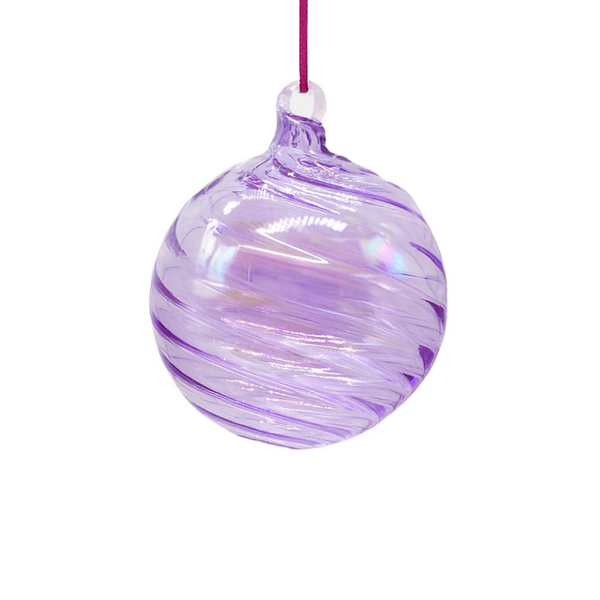 Boule en verre tourbillonnante irisée lilas 4,5"