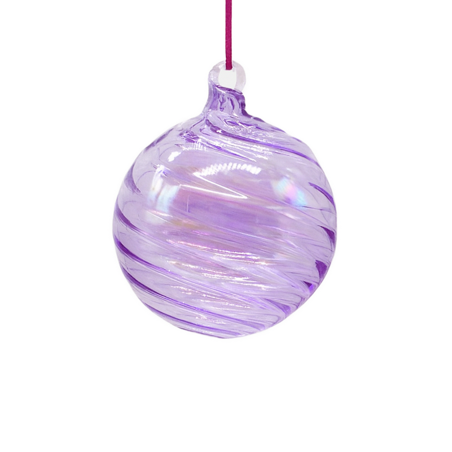 Boule en verre tourbillonnante irisée lilas
