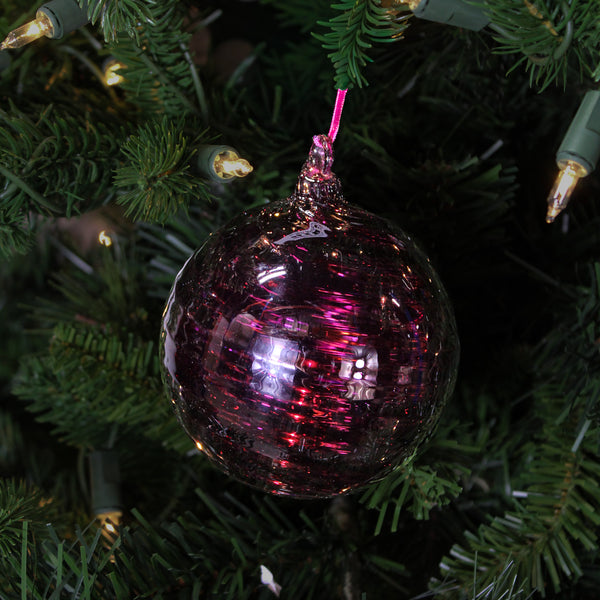 Boule en verre tourbillonnante irisée prune 3,5"