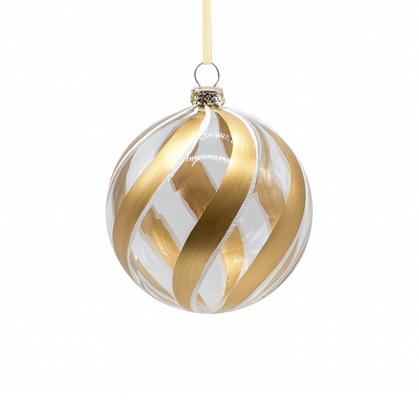 Boule en verre avec paillettes or 4"