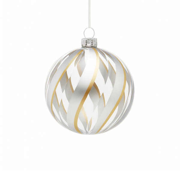 Boule en verre avec paillettes argent 4"