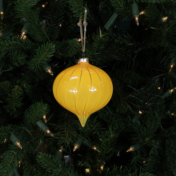 Boule en verre fleuron moutarde