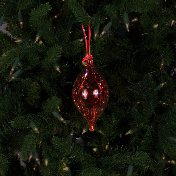Boule en verre fleuron rouge foncé 4"