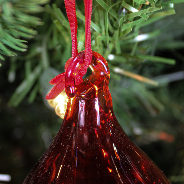 Boule en verre fleuron rouge foncé 4"