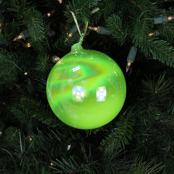 Boule en verre irisé lime