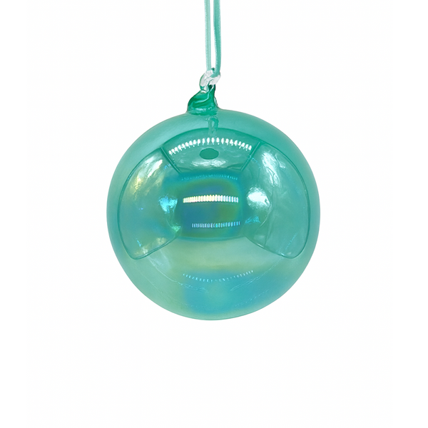 Boule en verre irisé aqua clair