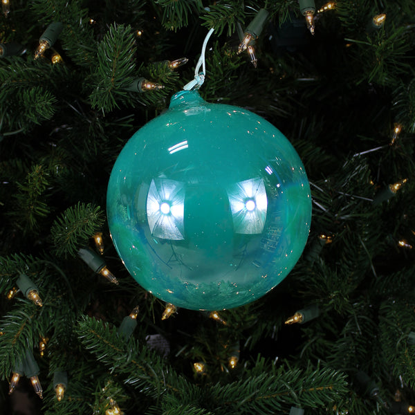 Boule en verre irisé aqua clair