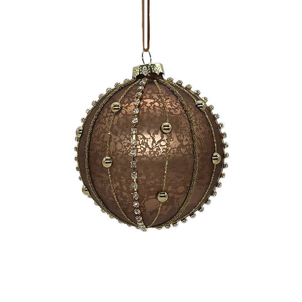 Boule en verre mercure bijoux bronze 4"
