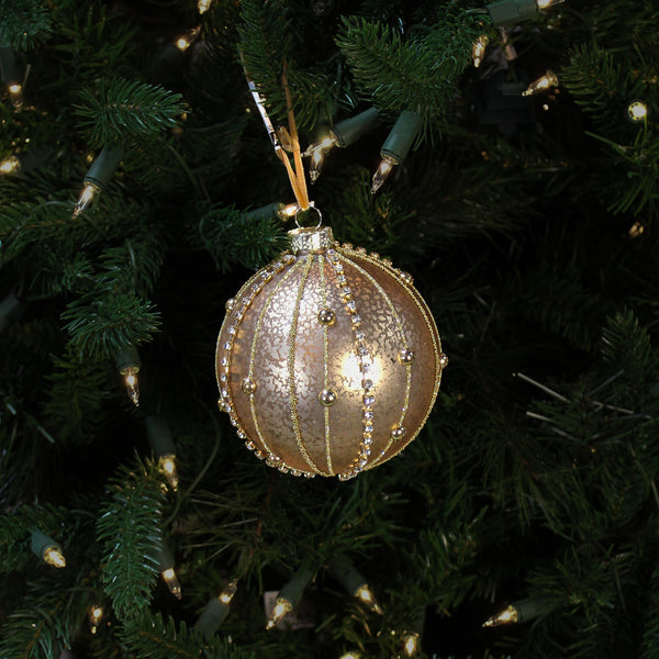 Boule en verre mercure bijoux bronze 4"